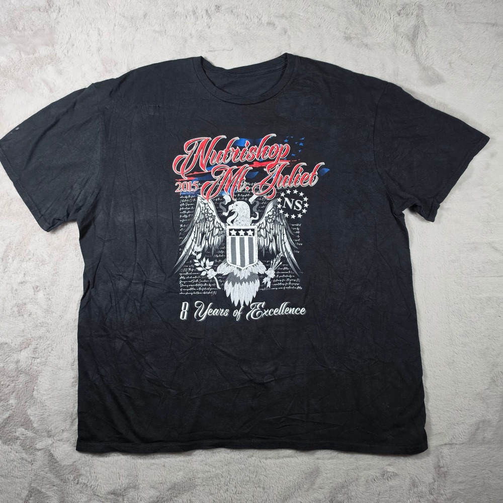 Nutrishop T-Shirt Mens XL‎ Black Mt Juliet TN 2015 Eagle Graphic Fitness Tee